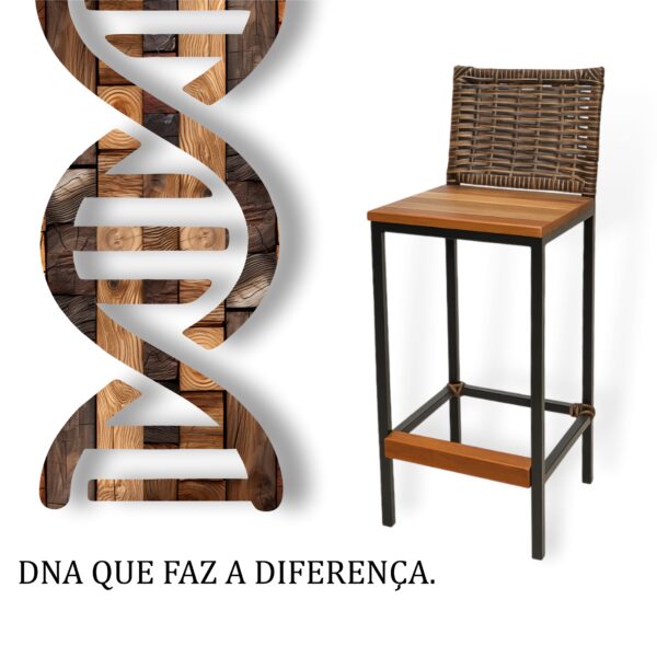 Banqueta Grécia Preta Junco Avelã - Imagem 5