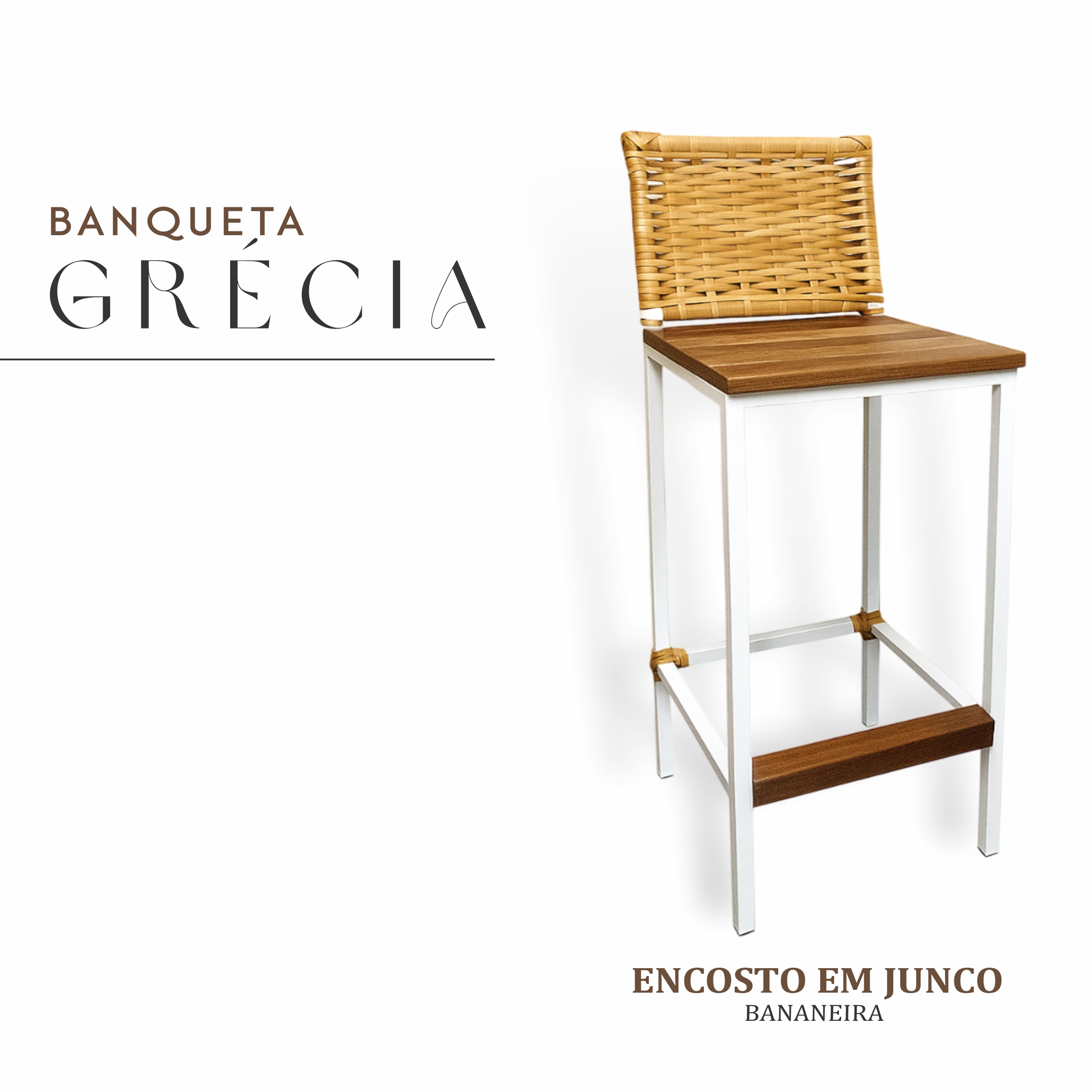 Banqueta Grécia Branca Junco Bananeira