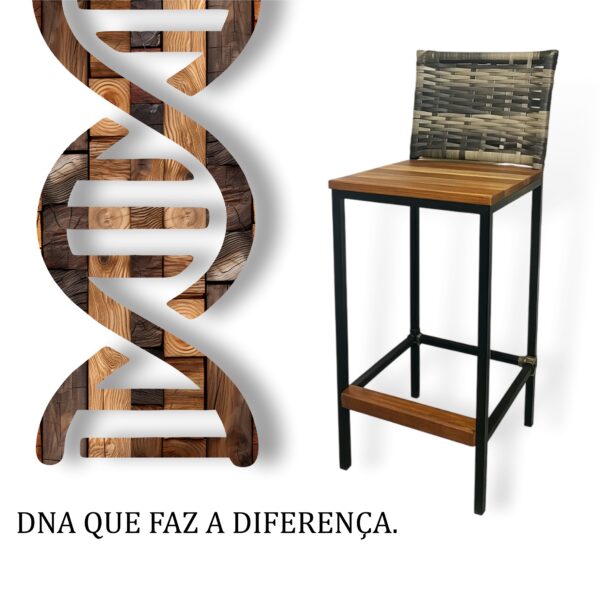 Banqueta Grécia Preta Junco Cappuccino - Imagem 5