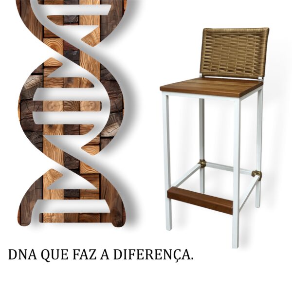 Banqueta Grécia Branca Junco Dourado - Imagem 5
