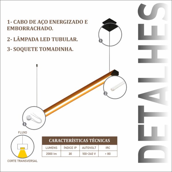 Pendente Madrid Led Tubular - Imagem 4