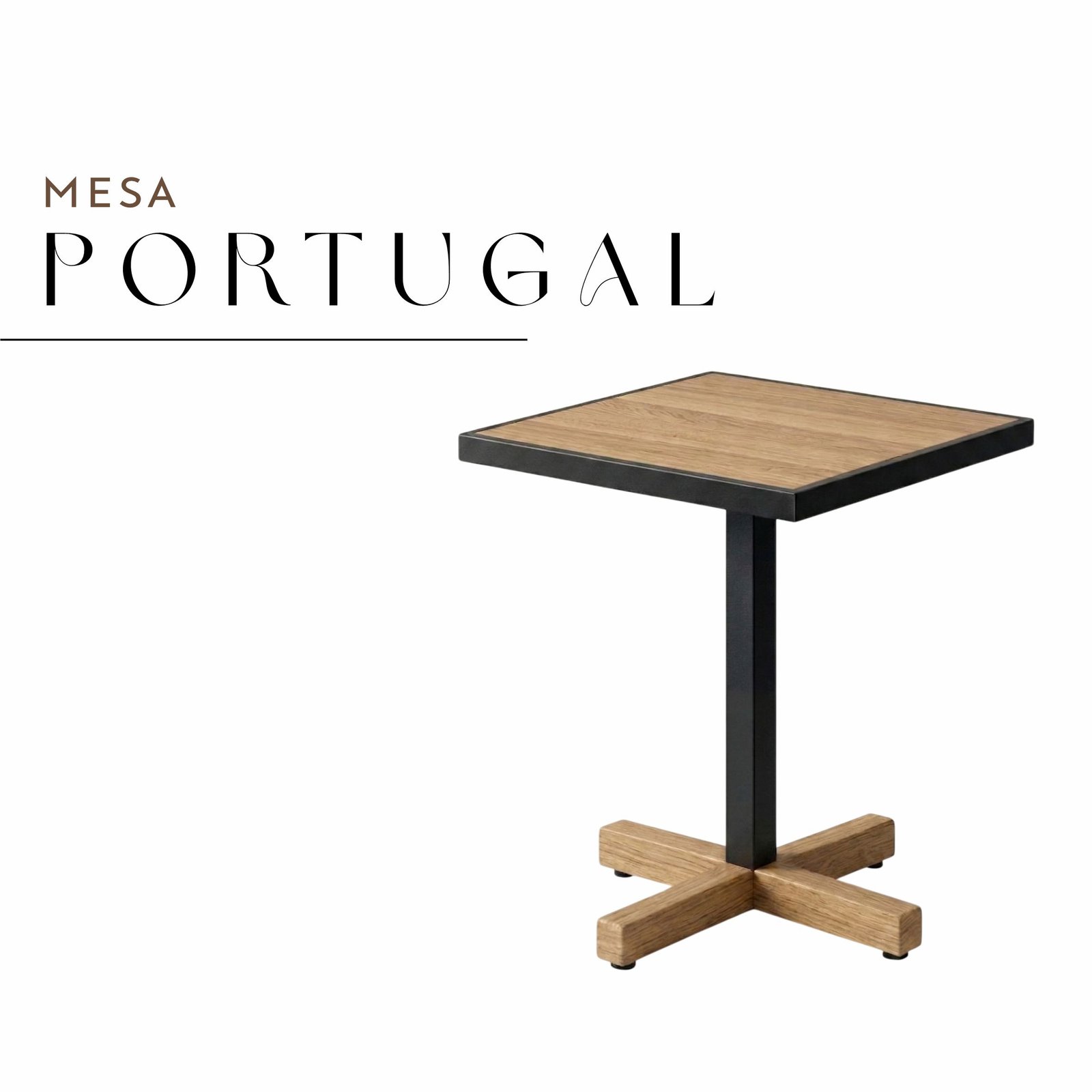 Mesa Portugal de Aço com Madeira Maciça Rústica de Demolição