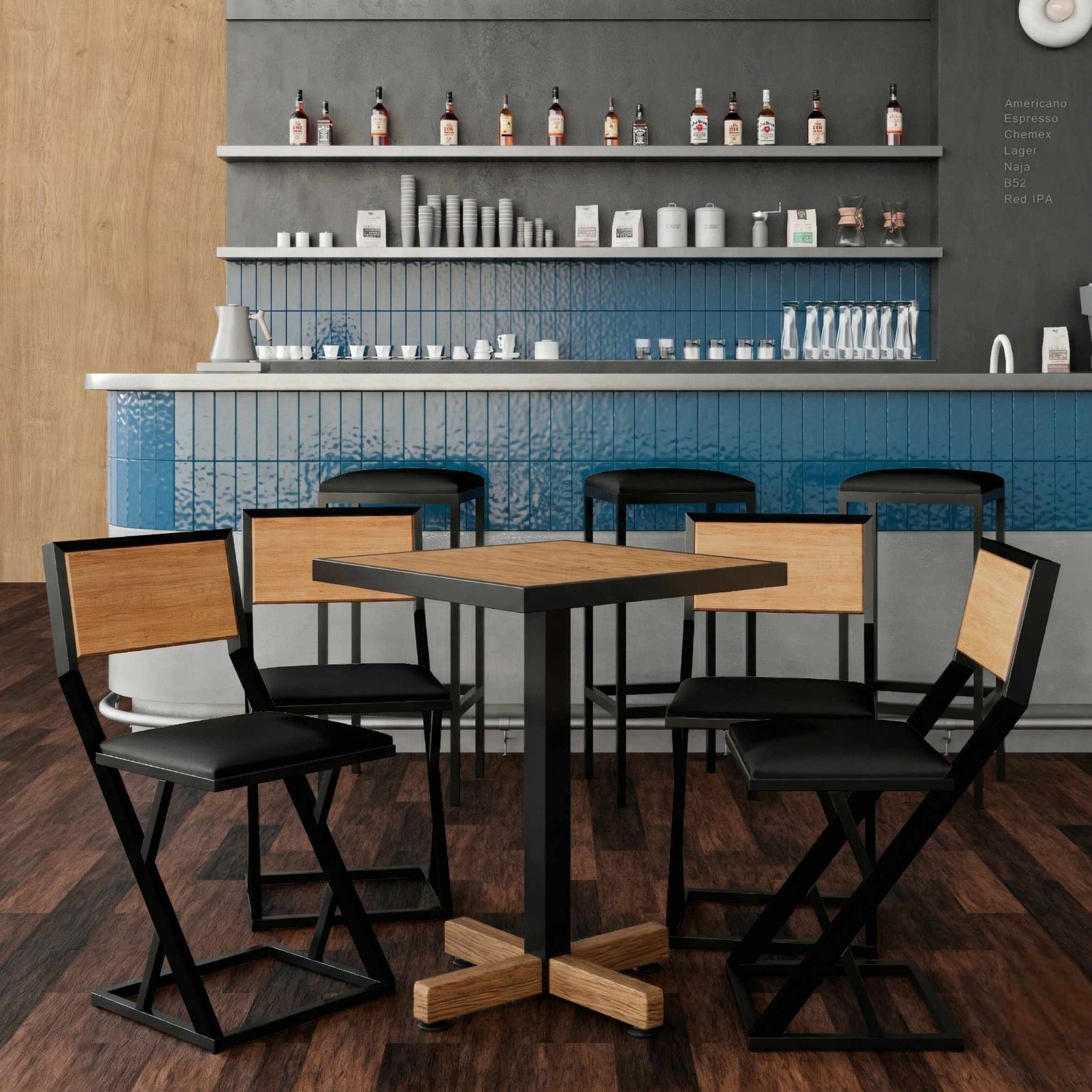 Mesa Portugal de Aço com Madeira Maciça Rústica de Demolição