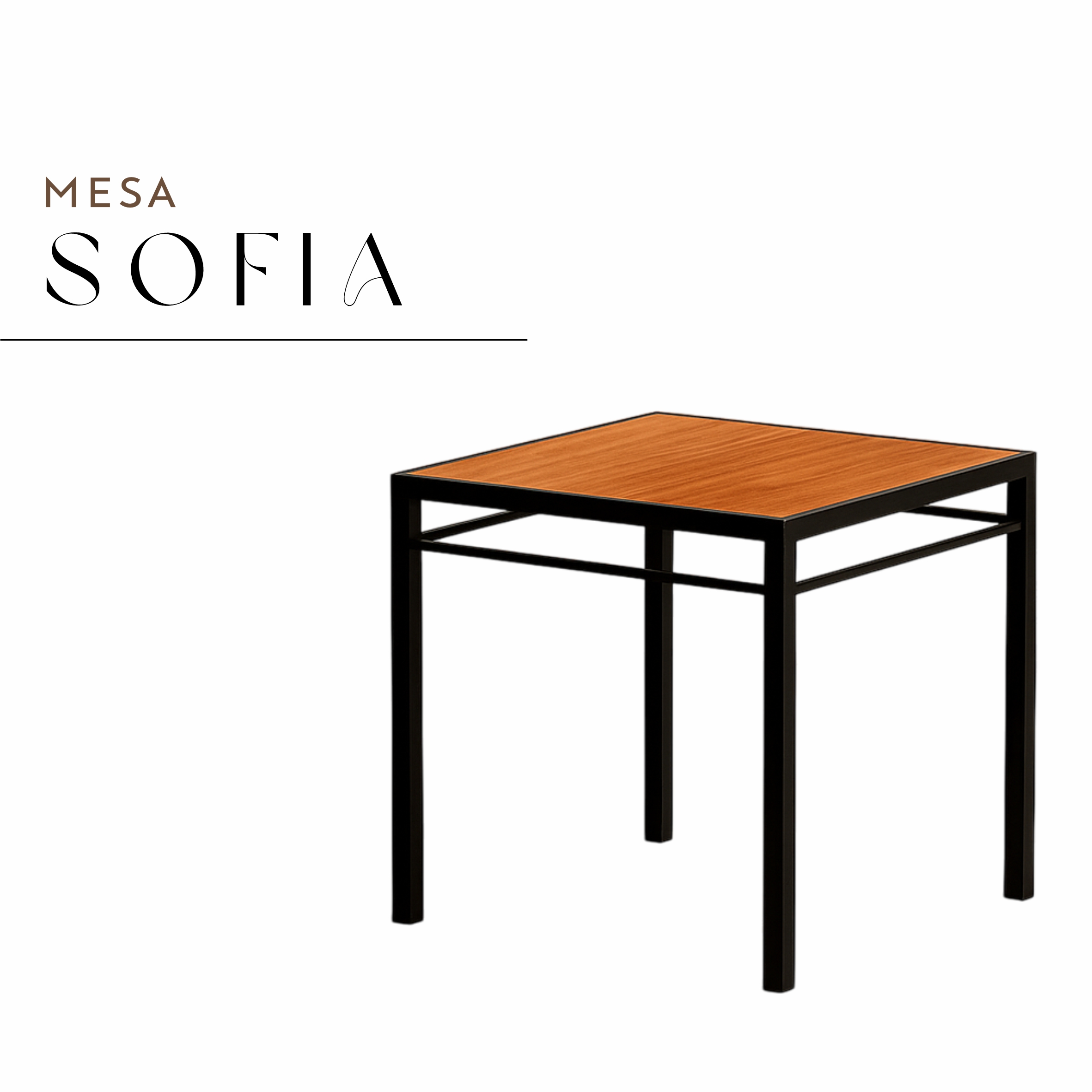 Mesa Sofia de Aço com Madeira Maciça Rústica de Demolição