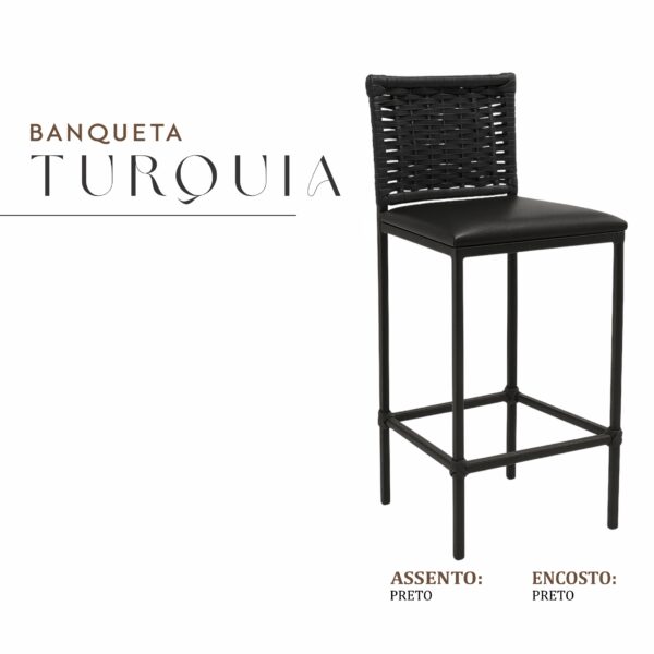 Banqueta Turquia Preta Junco Preto