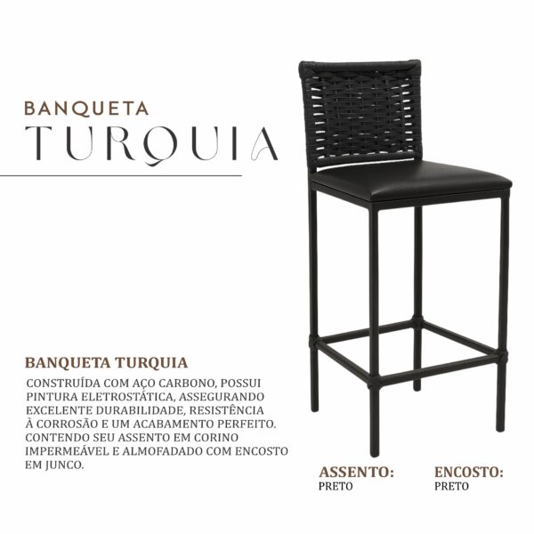 Banqueta Turquia Preta Junco Preto - Imagem 2