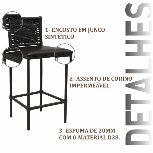 Banqueta Turquia Preta Junco Preto - Imagem 4