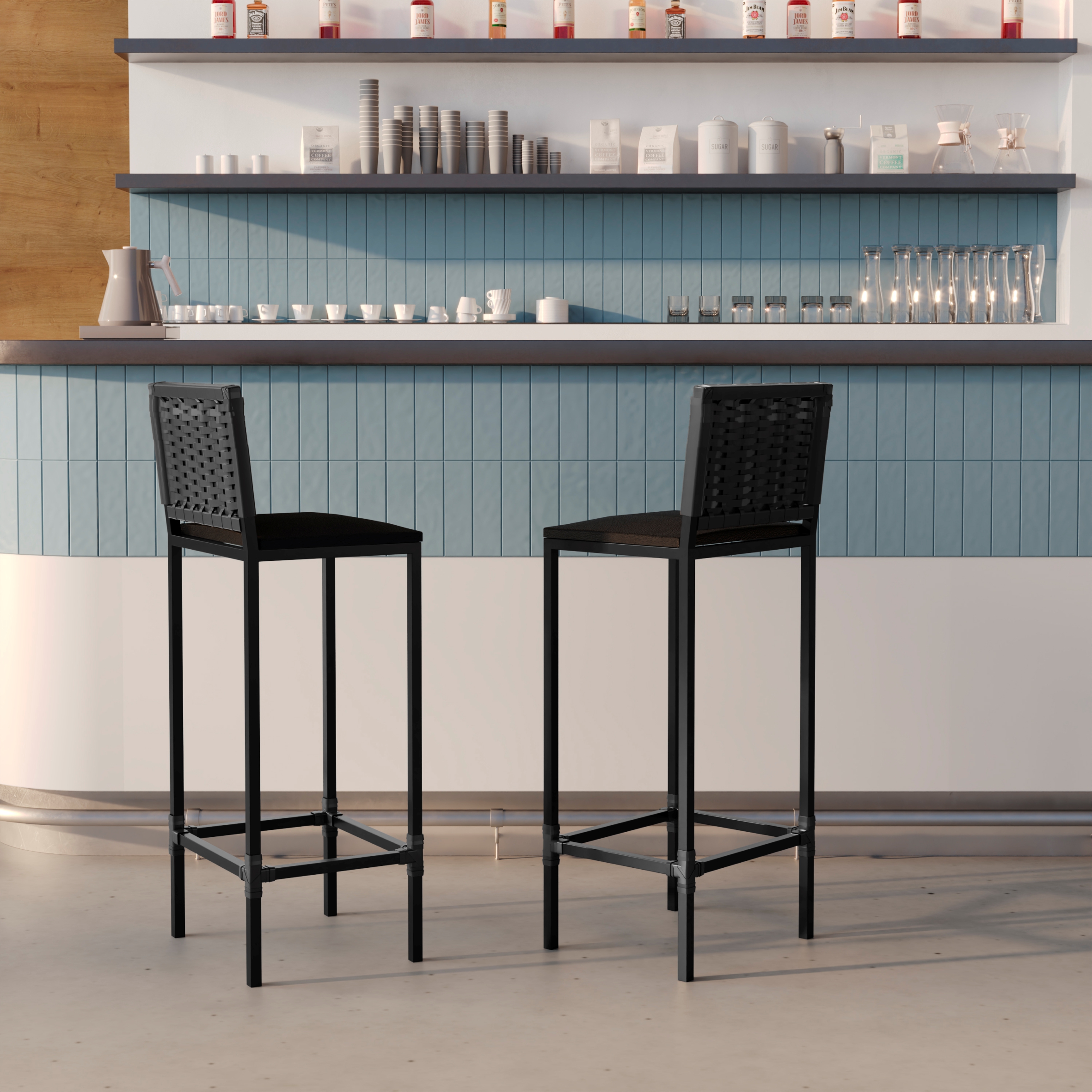 Banqueta Turquia Preta Junco Preto