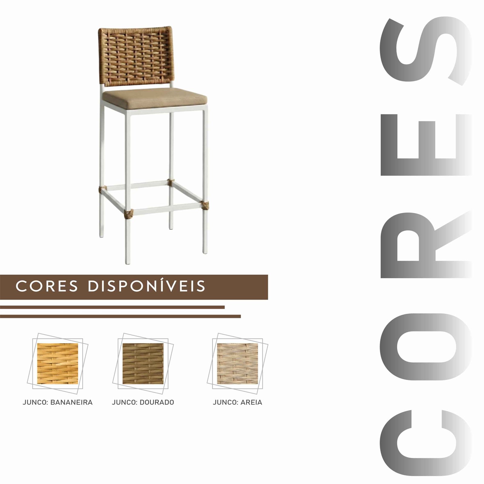 Banqueta Turquia Branca Junco de Aço com Pintura Eletrostática