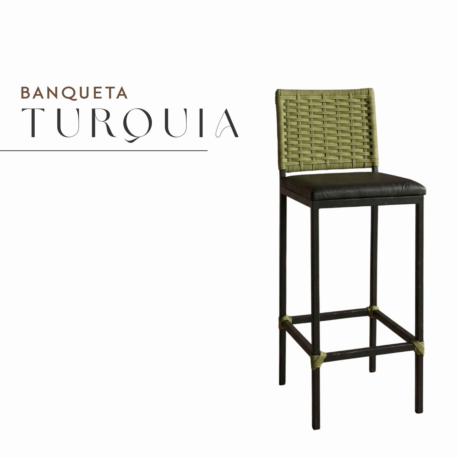 Banqueta Turquia Preta Junco de Aço com Pintura Eletrostática