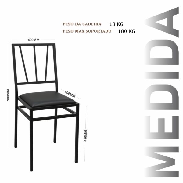 Cadeira Buffet Cabul de Aço com Corino - Imagem 3
