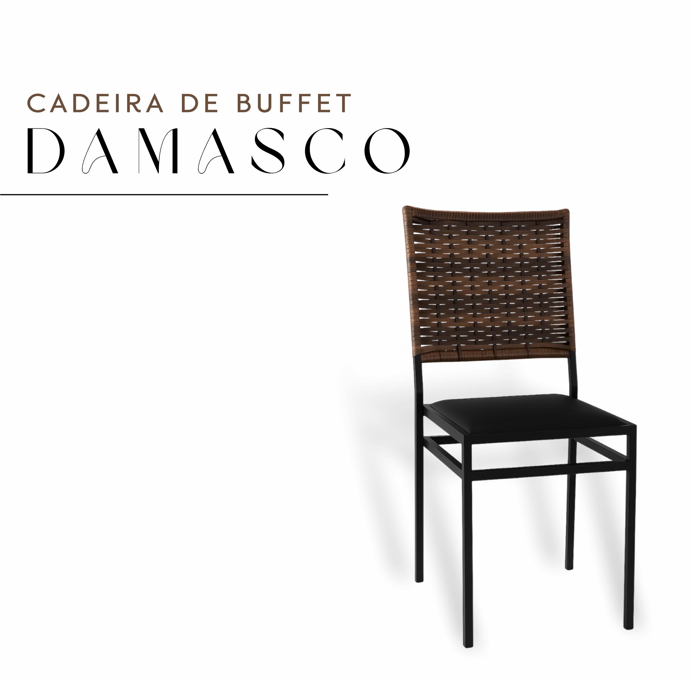 Cadeira Buffet Damasco de Aço com Junco
