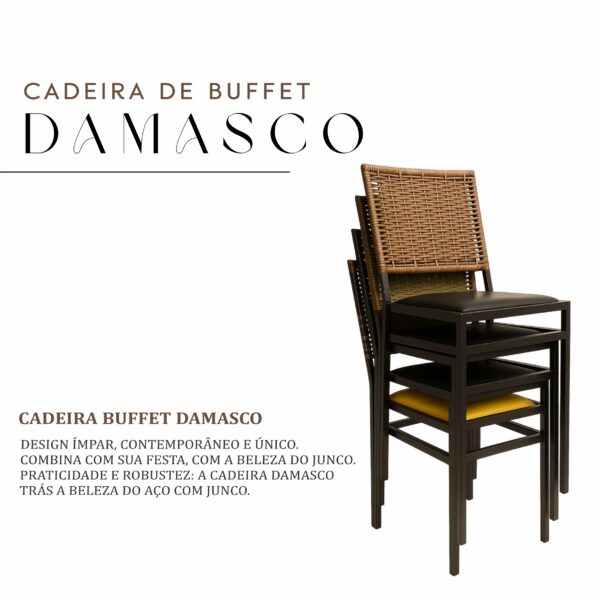 Cadeira Buffet Damasco de Aço com Junco - Imagem 2