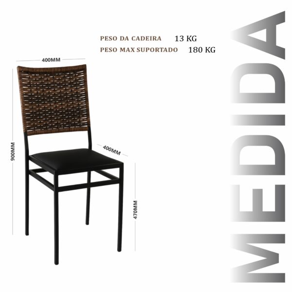 Cadeira Buffet Damasco de Aço com Junco - Imagem 3
