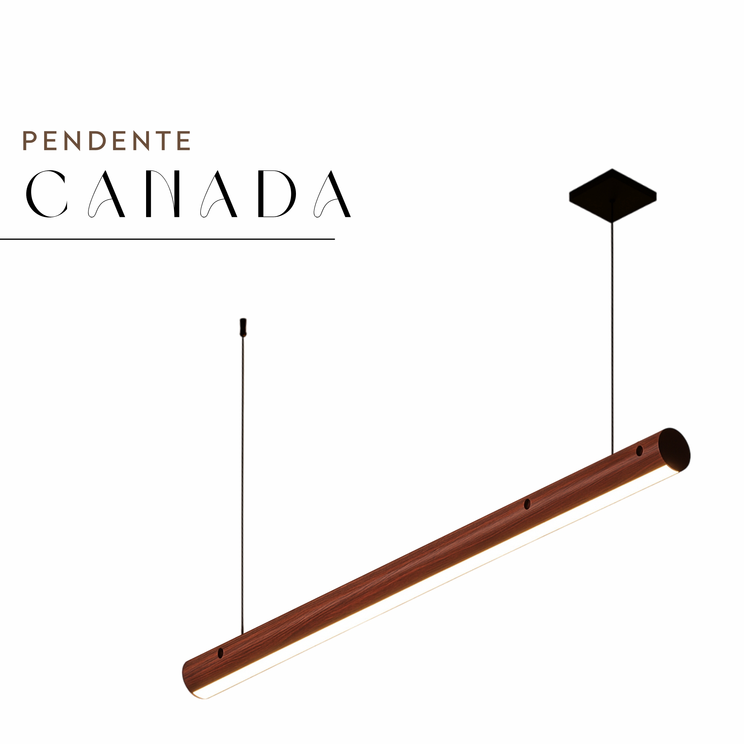 Pendente Led Canada 36w 4000lm Bivolt de Madeira Maciça Rústica de Demolição