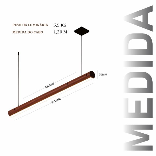 Pendente Led Canada 36w 4000lm Bivolt de Madeira Maciça Rústica de Demolição - Imagem 3