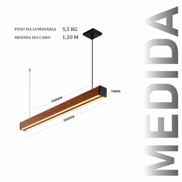 Pendente Led Granada 36w 4000lm Bivolt de Madeira Maciça Rústica de Demolição - Imagem 3