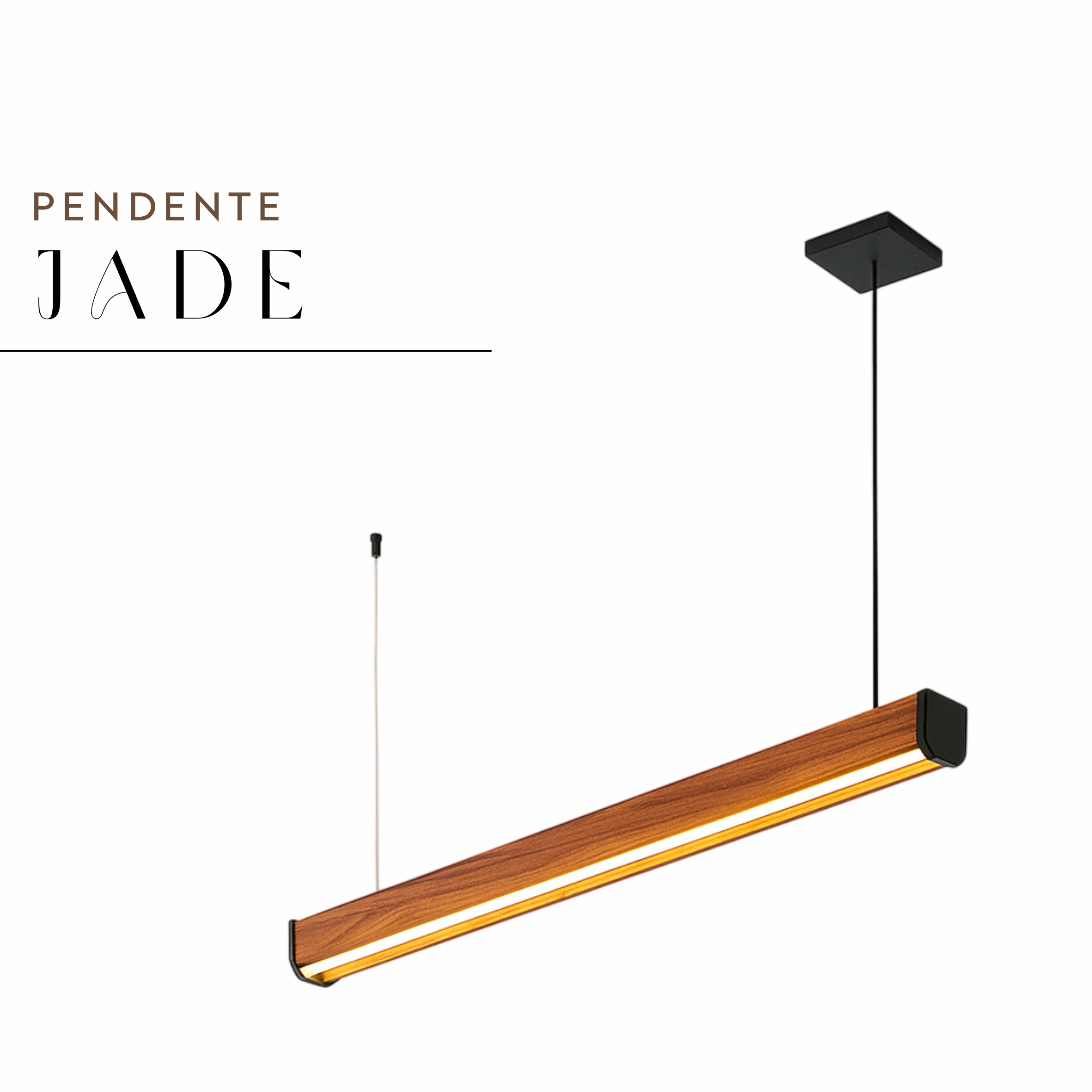 Pendente Led Jade 36w 4000lm Bivolt de Madeira Maciça Rústica de Demolição