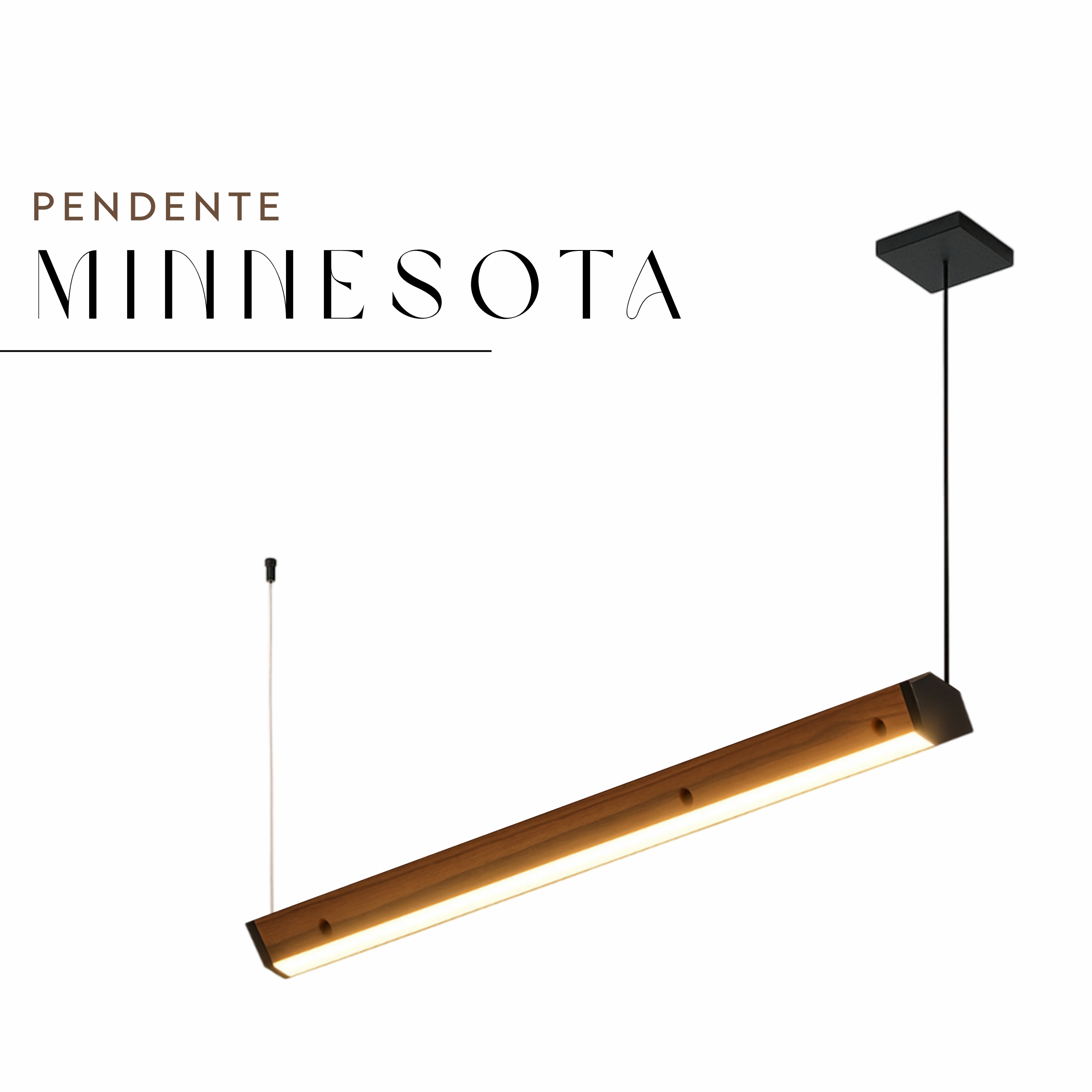 Pendente Led Minnesota 36w 8000lm Bivolt de Madeira Maciça Rústica de Demolição