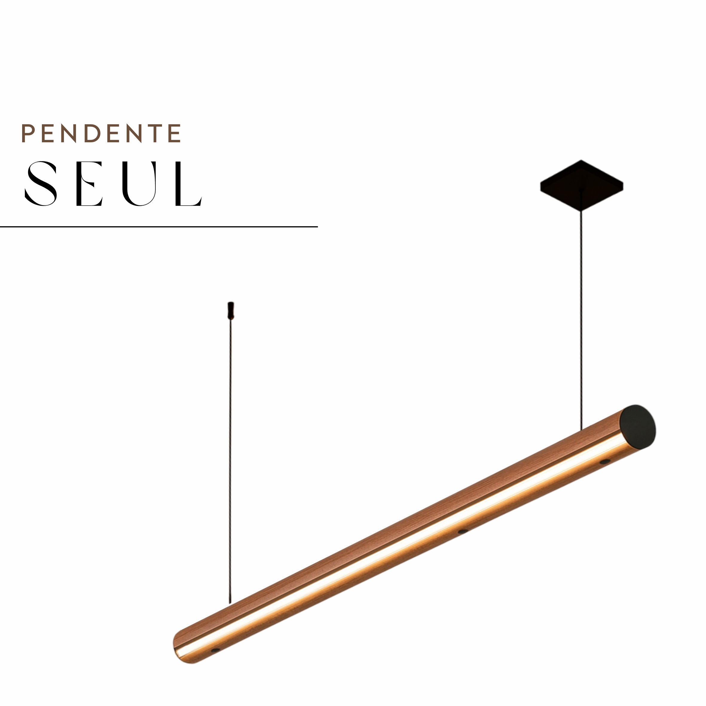 Pendente Led Seul 36w 4000lm Bivolt de Madeira Maciça Rústica de Demolição