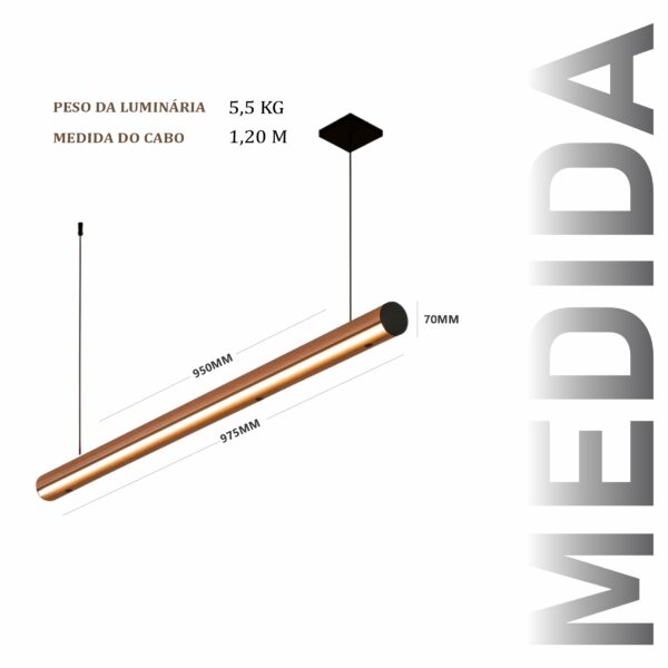 Pendente Led Seul 36w 4000lm Bivolt de Madeira Maciça Rústica de Demolição - Imagem 3