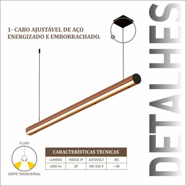 Pendente Led Seul 36w 4000lm Bivolt de Madeira Maciça Rústica de Demolição - Imagem 4