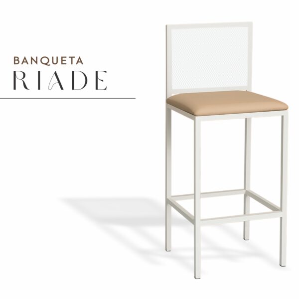 Banqueta Raide Branca com Corino de Aço com Pintura Eletrostática