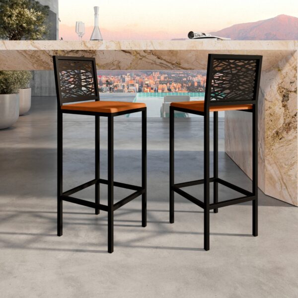 Banqueta Astana de Aço com Pintura Eletrostática e Corino - Imagem 6