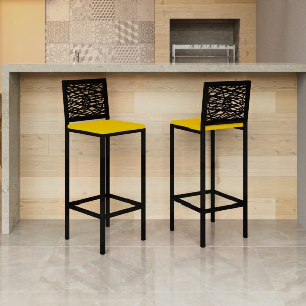 Banqueta Astana de Aço com Pintura Eletrostática e Corino - Imagem 7