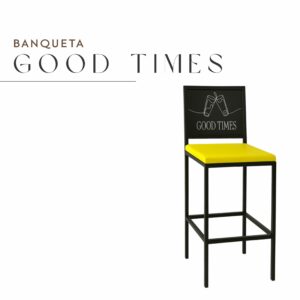 Banqueta Good Times de Aço com Pintura Eletrostática e Corino