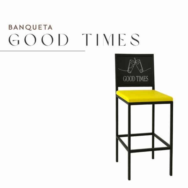 Banqueta Good Times de Aço com Pintura Eletrostática e Corino