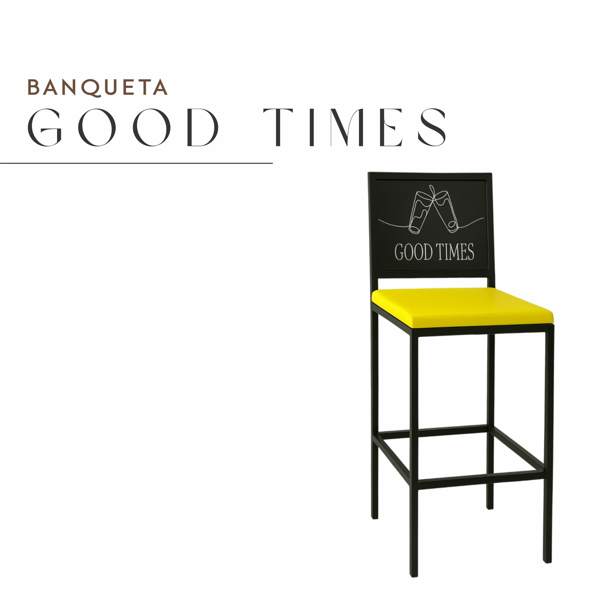 Banqueta Good Times de Aço com Pintura Eletrostática e Corino