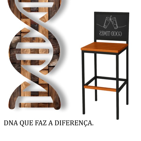 Banqueta Good Times de Aço com Pintura Eletrostática e Madeira Maciça de Demolição - Imagem 5