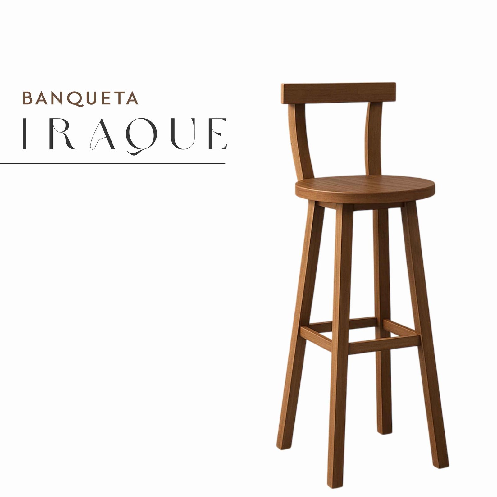 Banqueta Iraque Madeira Maciça Rústica de Demolição