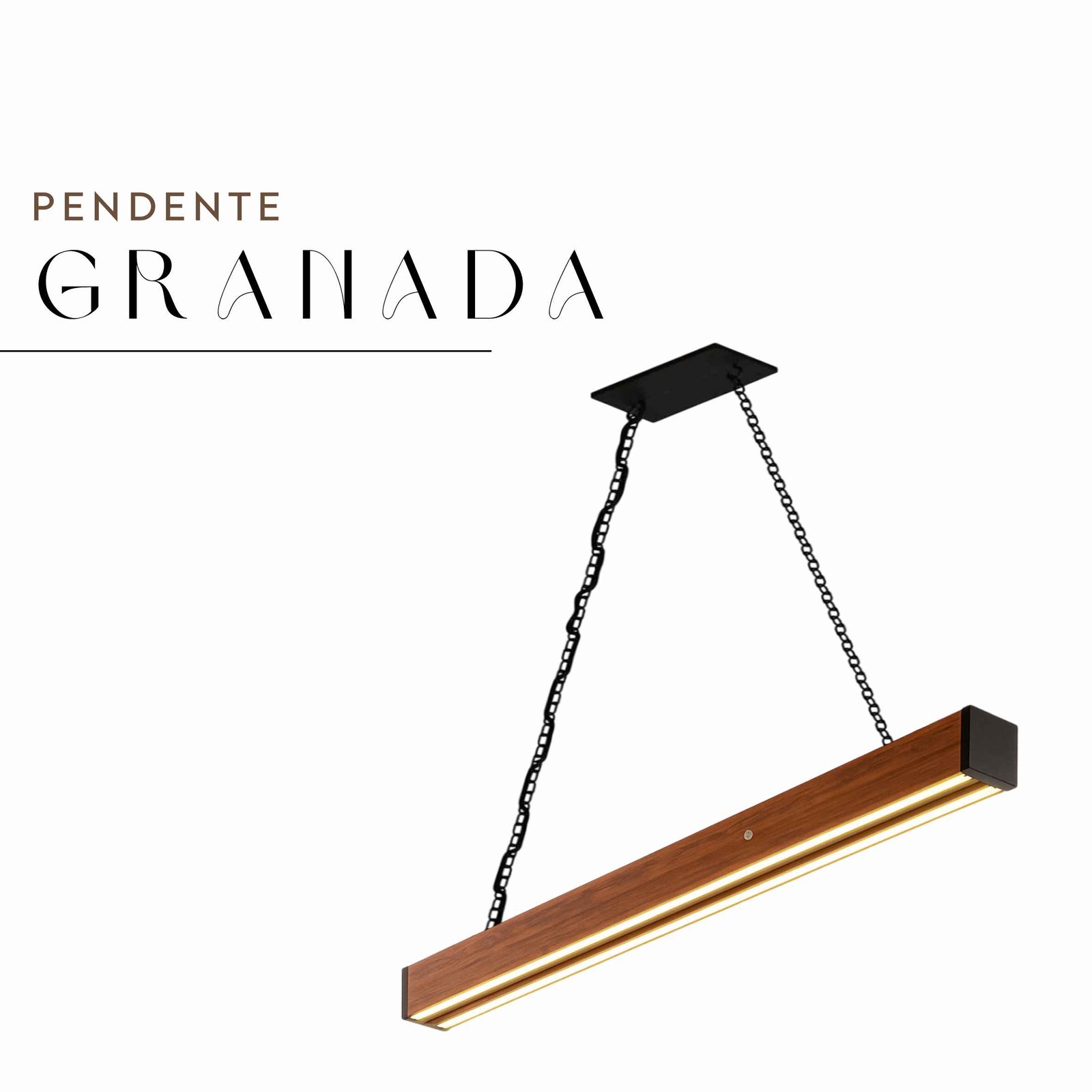 Pendente Led Granada Corrente 36w 4000lm Bivolt de Madeira Maciça Rústica de Demolição