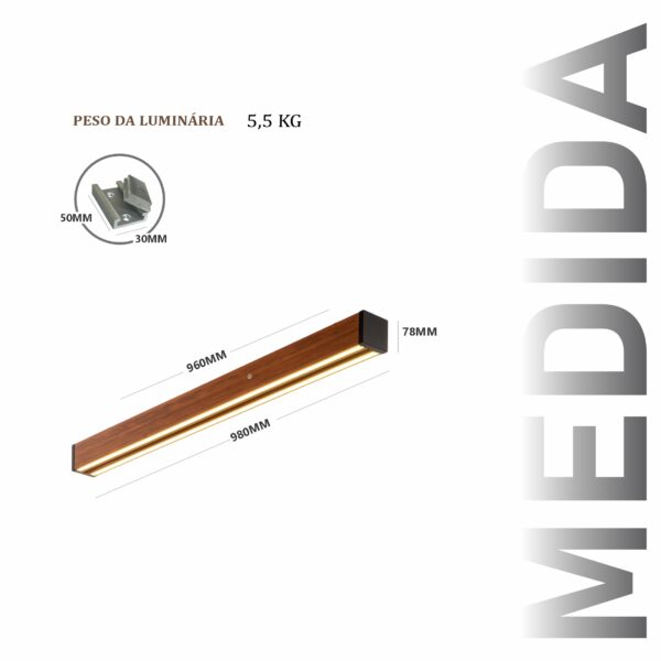Luminária Led Granada 36w 4000lm Bivolt de Madeira Maciça Rústica de Demolição - Imagem 3