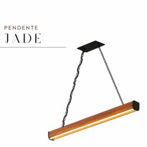 Pendente Led Jade Corrente 36w 4000lm Bivolt de Madeira Maciça Rústica de Demolição
