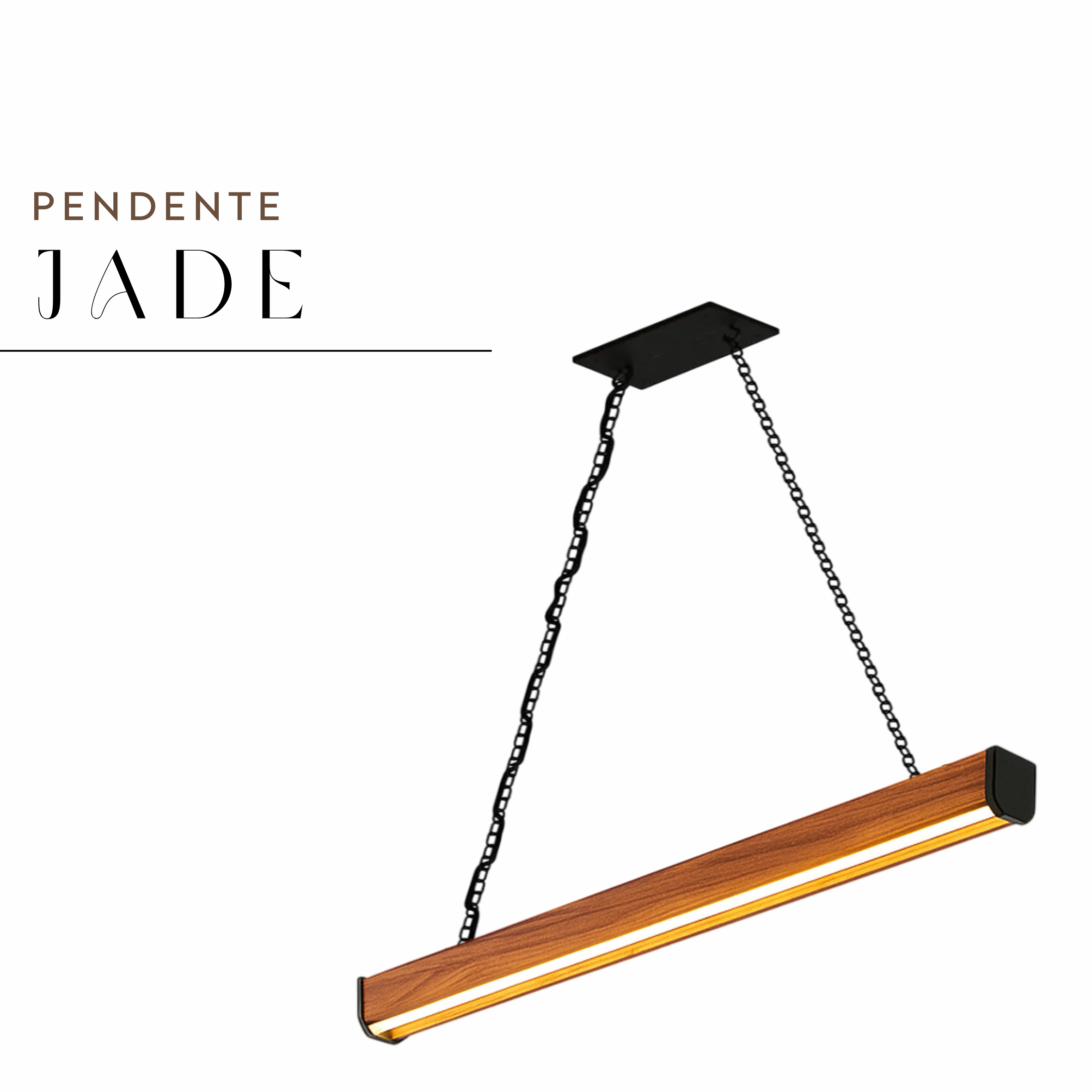 Pendente Led Jade Corrente 36w 4000lm Bivolt de Madeira Maciça Rústica de Demolição