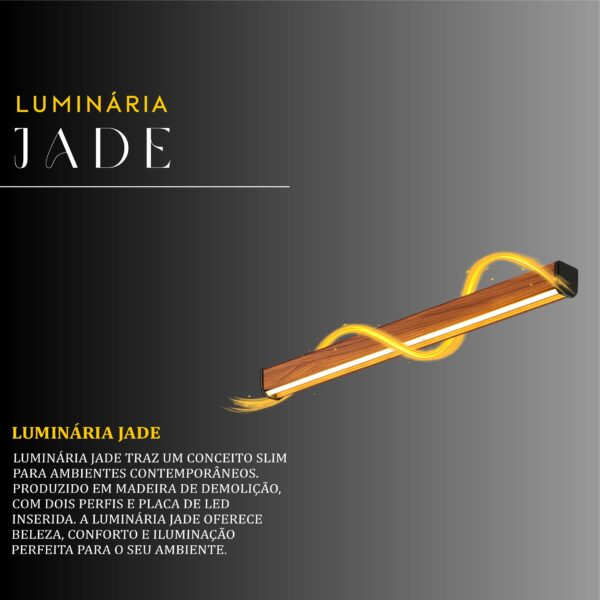 Luminária Led Jade 36w 4000lm Bivolt de Madeira Maciça Rústica de Demolição - Imagem 2