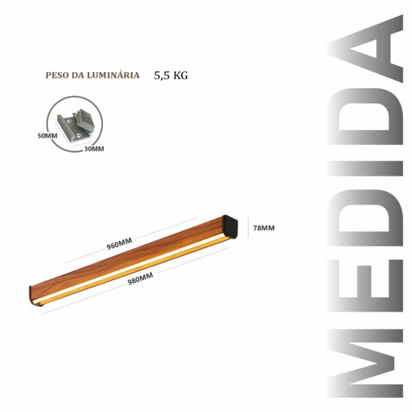 Luminária Led Jade 36w 4000lm Bivolt de Madeira Maciça Rústica de Demolição - Imagem 3