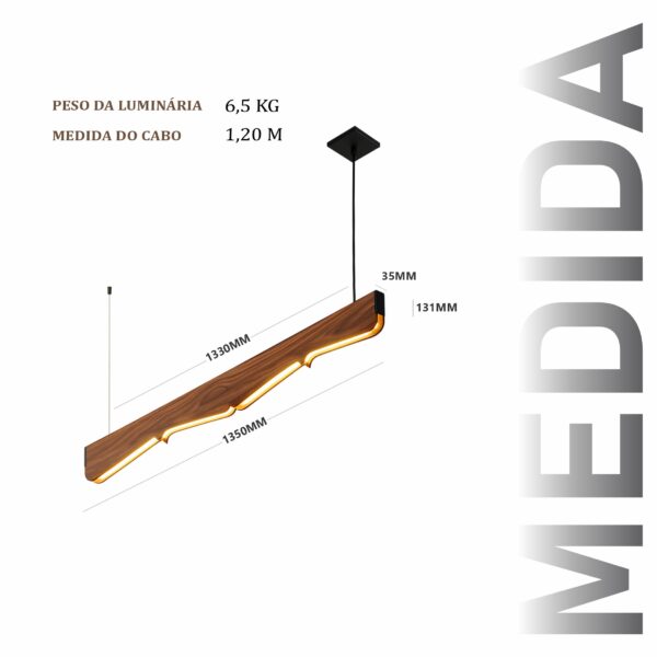 Pendente Led Paris 24w 2800lm Bivolt de Madeira Maciça Rústica de Demolição - Imagem 4