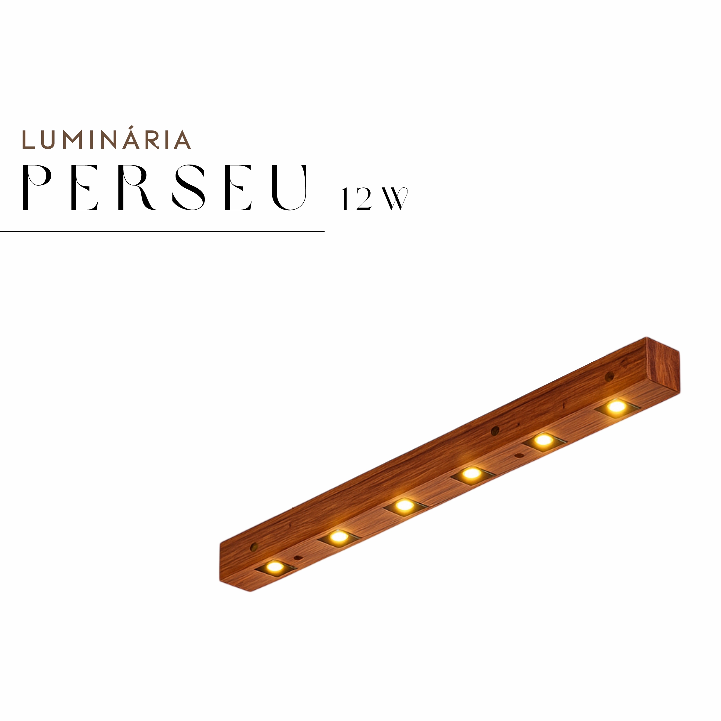 Luminária Perseu 12w Bivolt de Madeira Maciça Rústica de Demolição