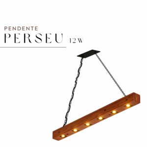 Pendente Perseu Corrente 12w Bivolt de Madeira Maciça Rústica de Demolição