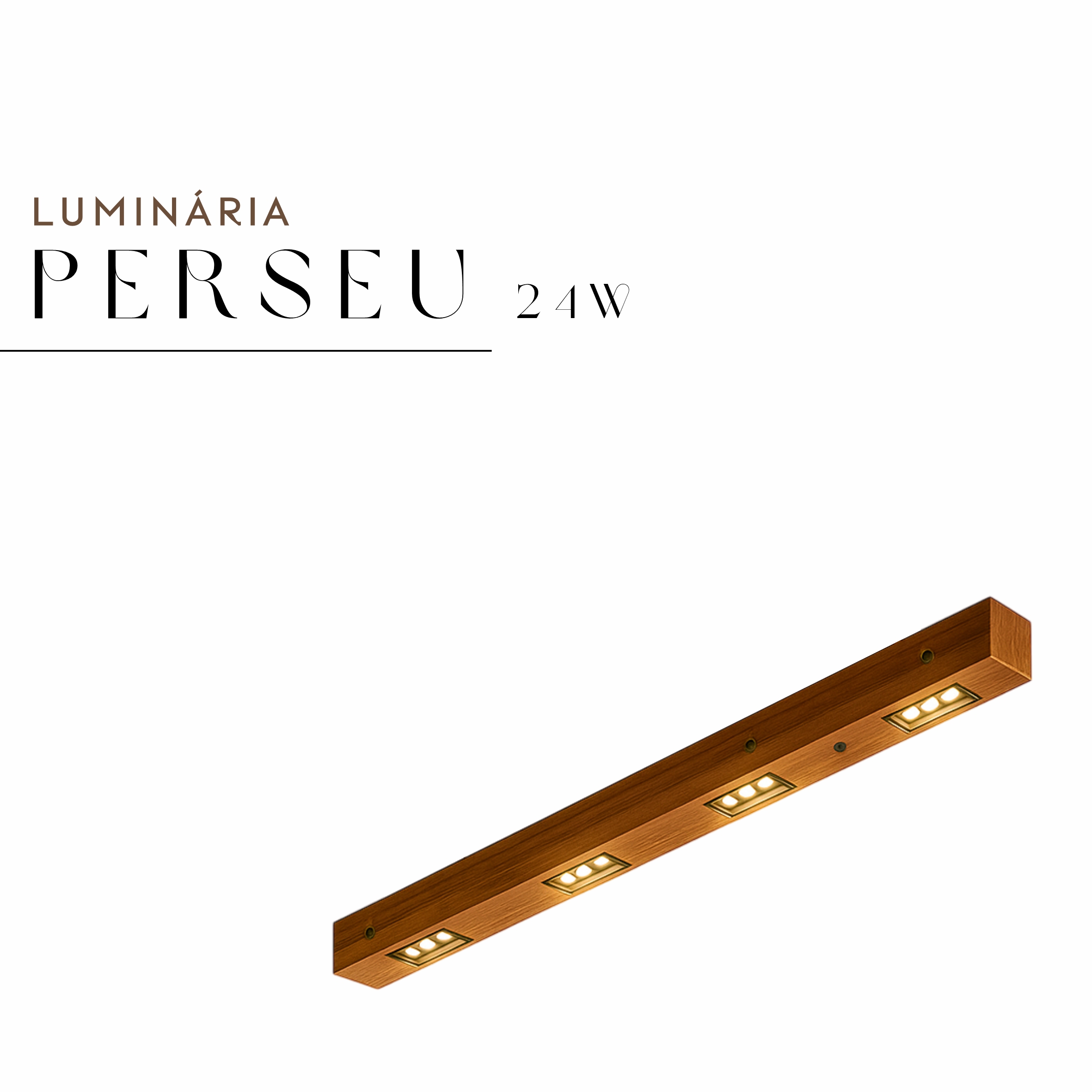 Luminária Perseu 24w Bivolt de Madeira Maciça Rústica de Demolição