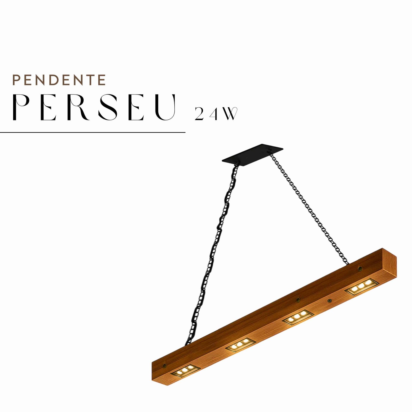 Pendente Perseu Corrente 24w Bivolt de Madeira Maciça Rústica de Demolição