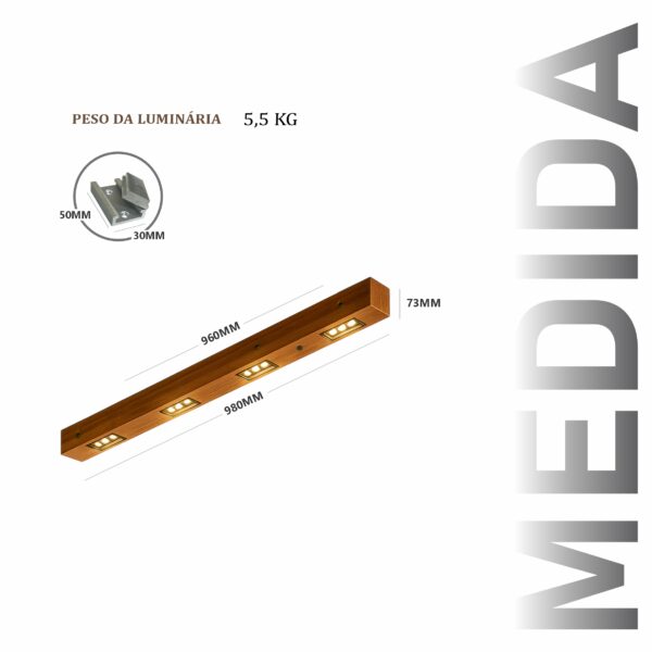 Luminária Perseu 24w Bivolt de Madeira Maciça Rústica de Demolição - Imagem 3