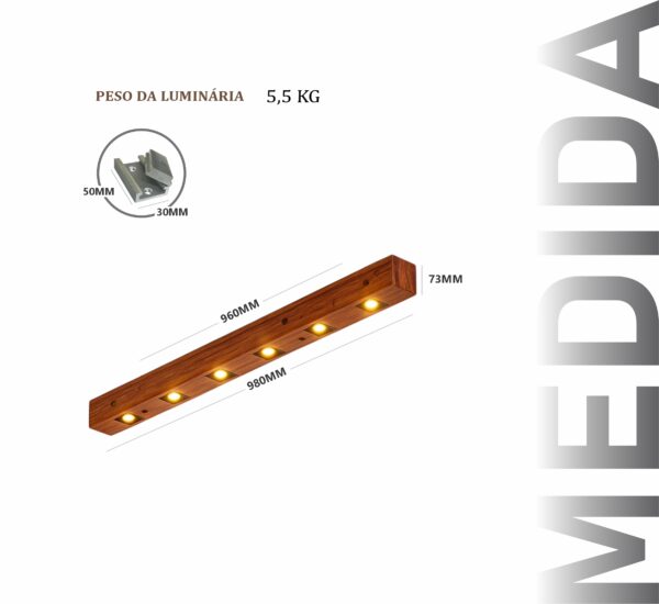 Luminária Perseu 12w Bivolt de Madeira Maciça Rústica de Demolição - Imagem 3
