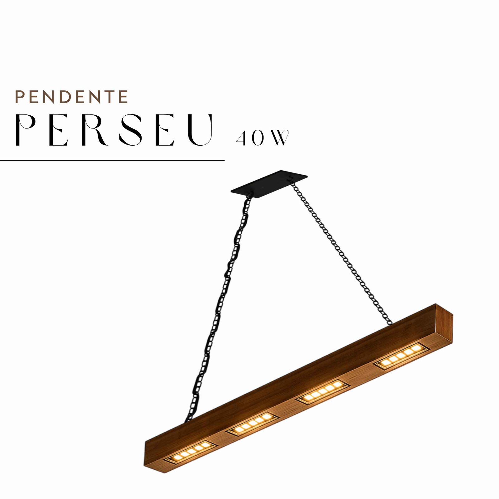 Pendente Perseu Corrente 40w Bivolt de Madeira Maciça Rústica de Demolição