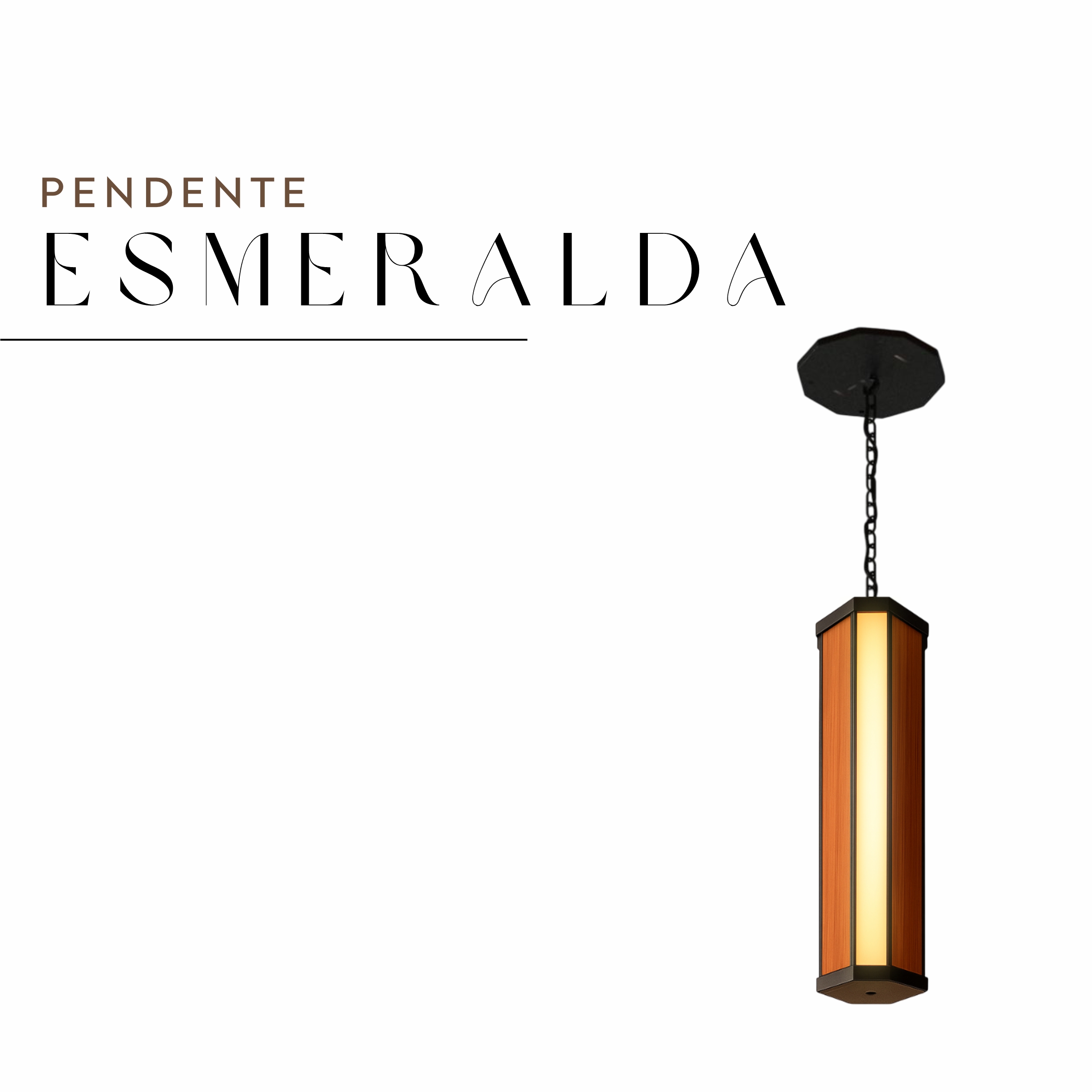 Pendente Led Esmeralda Canto Corrente 36w 4000lm Bivolt de Madeira Maciça Rústica de Demolição