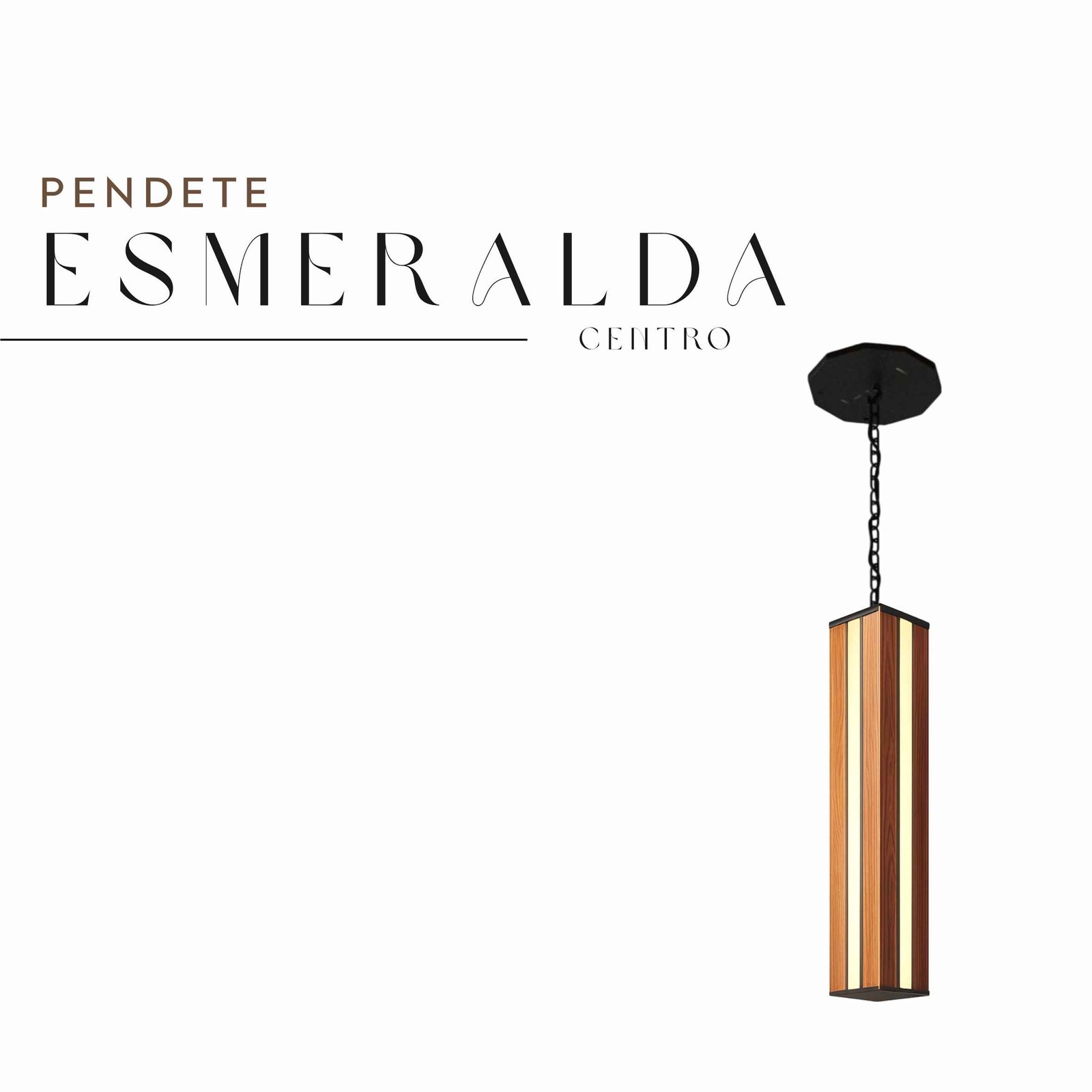 Pendente Led Esmeralda Centro Corrente 36w 4000lm Bivolt de Madeira Maciça Rústica de Demolição